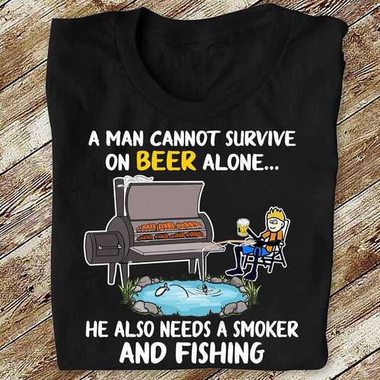 Las camisas de pesca para hombres no pueden sobrevivir solo con cerveza, también necesitan un fumador y pesca.