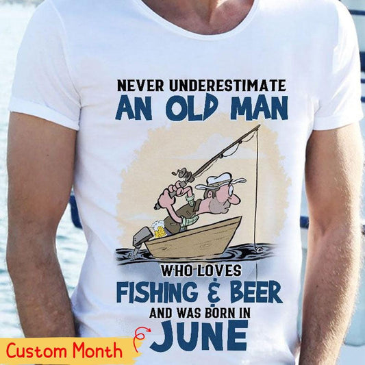 Camiseta de pesca personalizada para abuelo: nunca subestimes al anciano