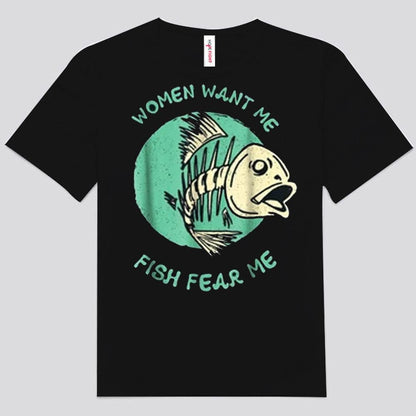Camisetas de pesca para mujeres que quieren pescarme y me temen