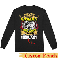 Personalized Women's Fishing Shirts Never Underestimate Old Woman Who Loves Fishing and Was Born In