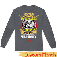 Personalized Women's Fishing Shirts Never Underestimate Old Woman Who Loves Fishing and Was Born In