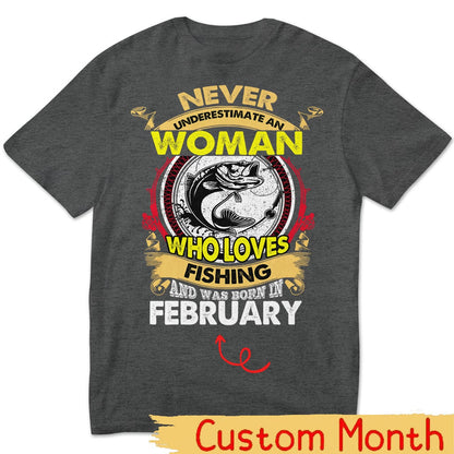 Camisas de pesca personalizadas para mujer Nunca subestimes a la anciana que ama pescar y nació en