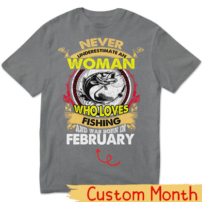 Camisas de pesca personalizadas para mujer Nunca subestimes a la anciana que ama pescar y nació en