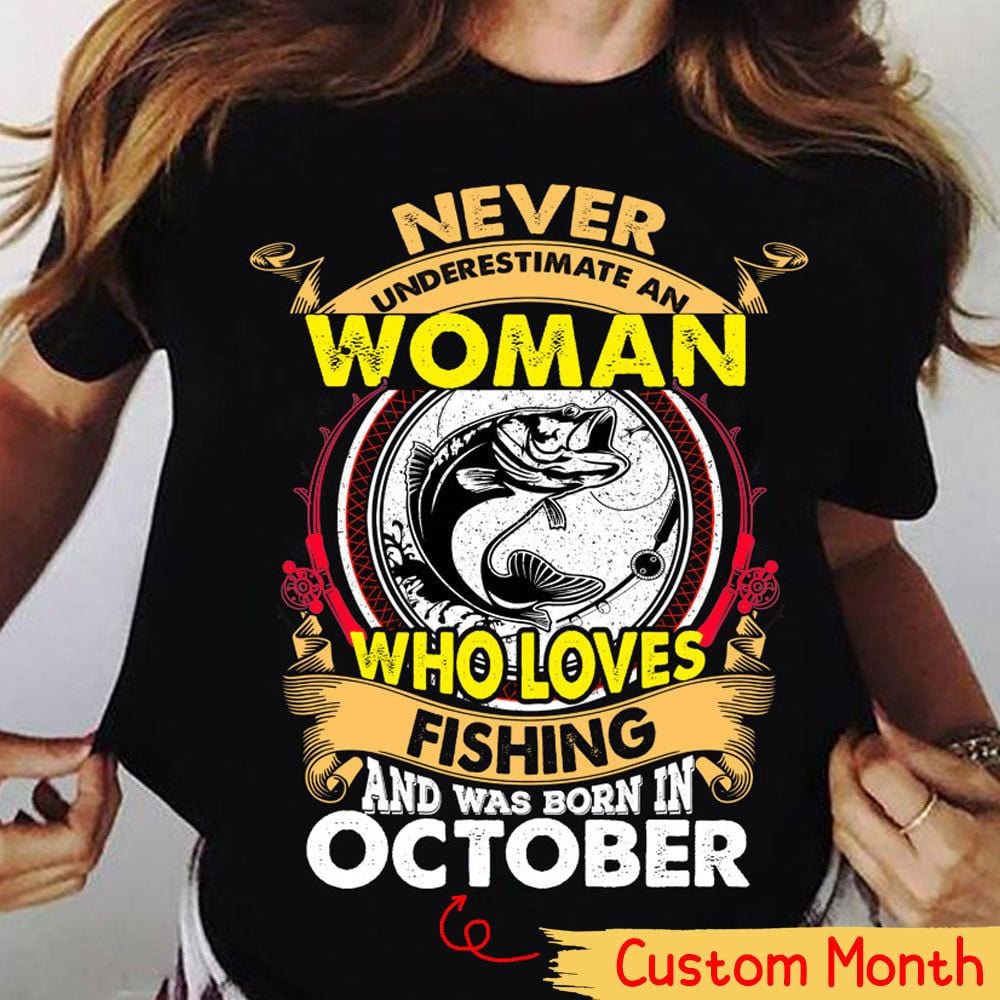 Camisas de pesca personalizadas para mujer Nunca subestimes a la anciana que ama pescar y nació en
