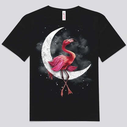 Camisetas con flamencos rosados ​​en la luna