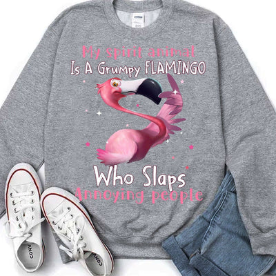 My Spirit Animal Is A Grumpy Flamingo Who Slaps Annoying People Shirts