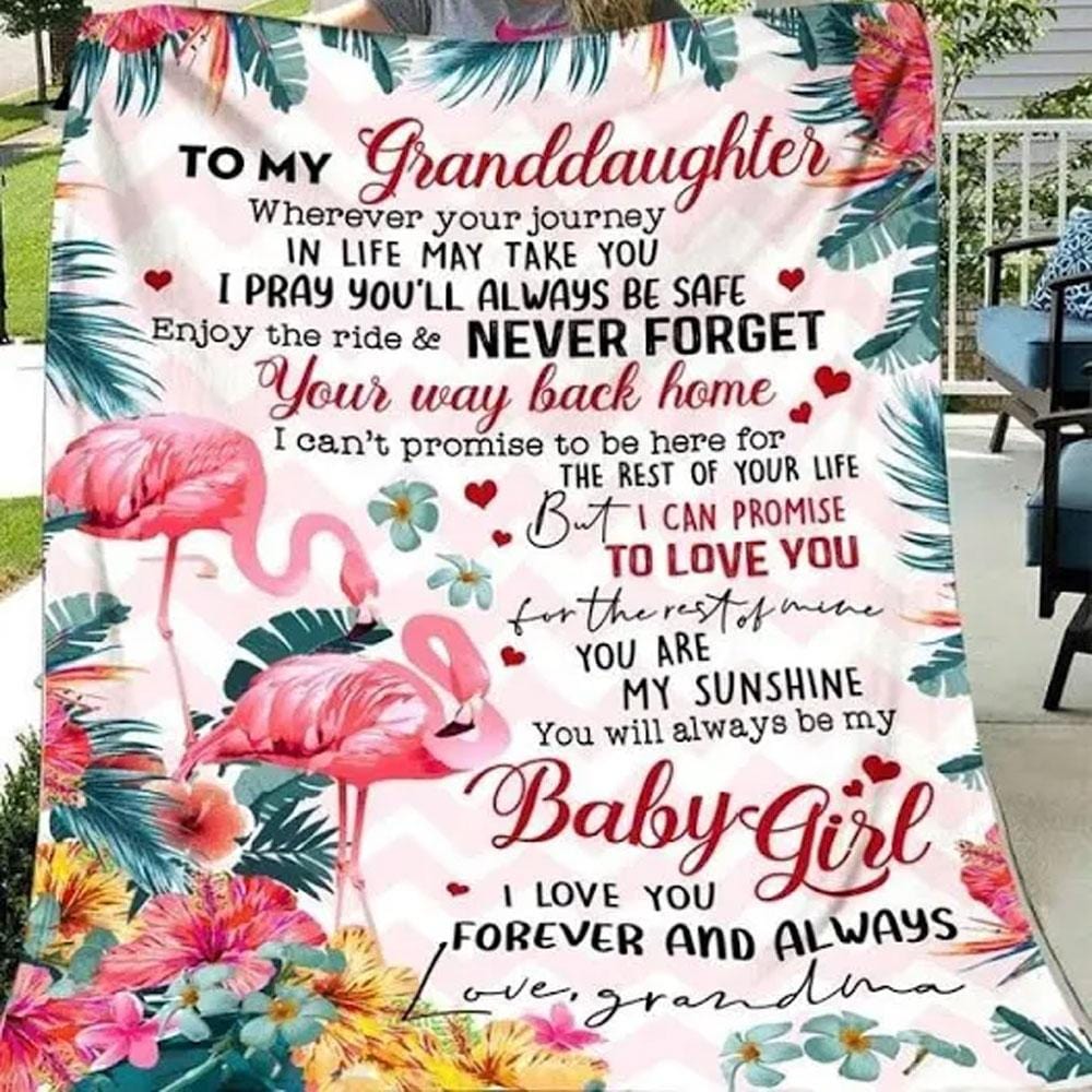 To My Granddaughter Love From Grandma, Flamingo Blanket Fleece & Sherpa