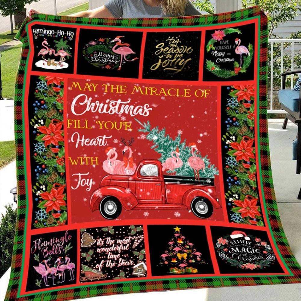 May Miracle Of Christmas Fill Your Heart With Joy, Flamingo Blanket Fleece & Sherpa