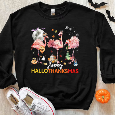Happy Hallothanksmas Flamingo Hoodie, Shirts