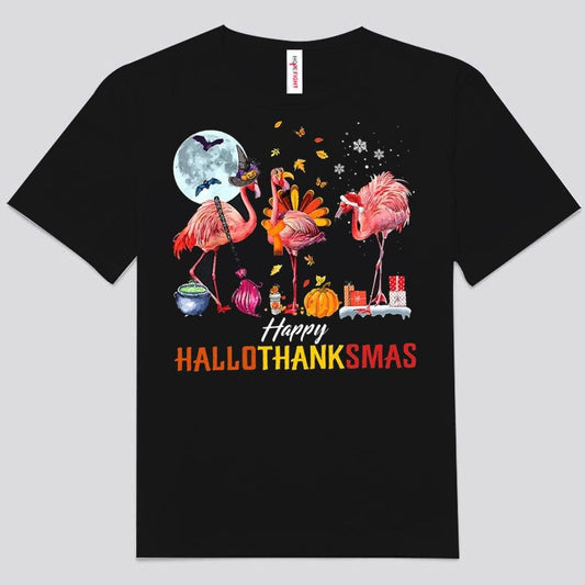 Camisetas con flamencos de Feliz Hallothanksmas