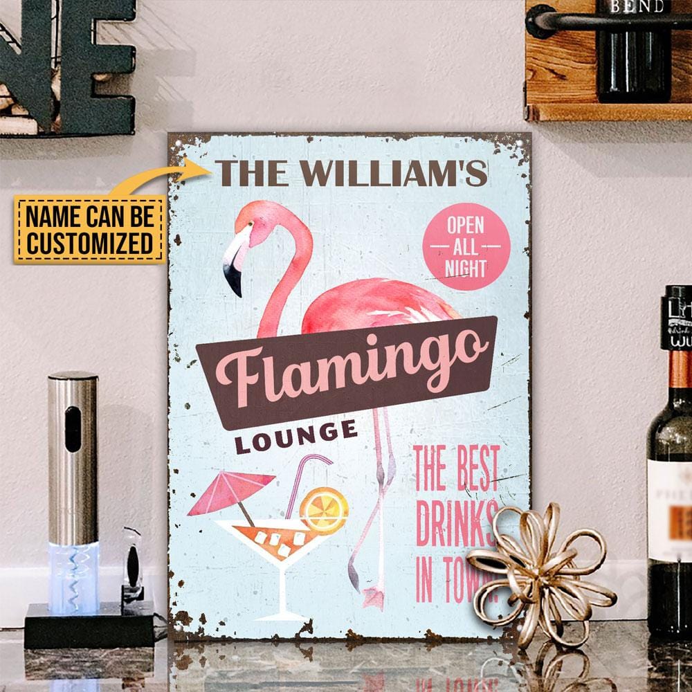 Flamingo Lounge The Best Drinks In Town, Personalized Flamingo Poster, Canvas