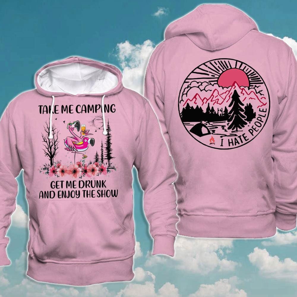 Take Me Camping Get Me Drunk & Enjoy The Show Flamingo Shirt