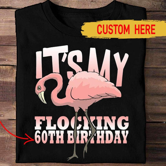 Es mi cumpleaños en flocado, camisetas personalizadas con flamencos