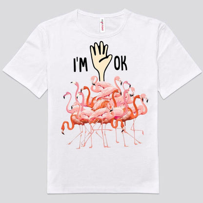 Camisetas divertidas con flamencos rosas "Estoy bien"