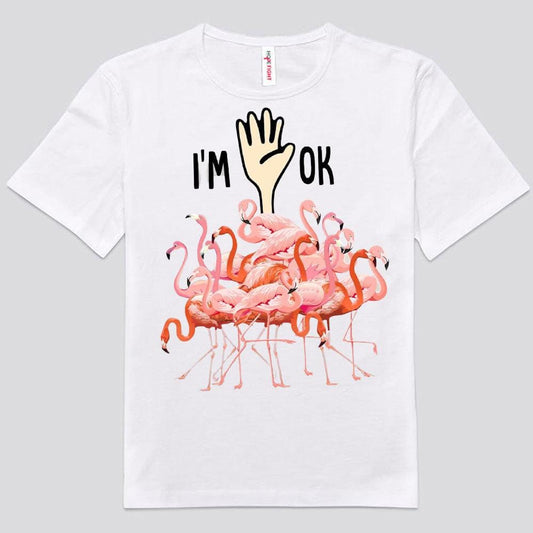 Camisetas divertidas con flamencos rosas "Estoy bien"