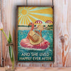 And She Lived Happily Ever After Flamingo Poster, Canvas