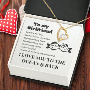 To My Girlfriend Fishing Necklace Forever Love - I Love You To The Ocean & Back