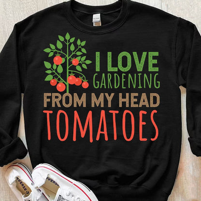 Me encanta la jardinería desde mi cabeza Camisetas de tomates
