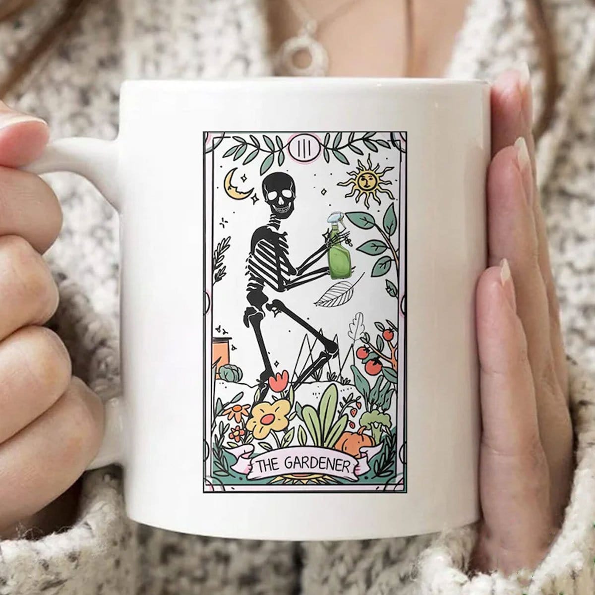 Taza divertida de jardinería con esqueleto de El jardinero