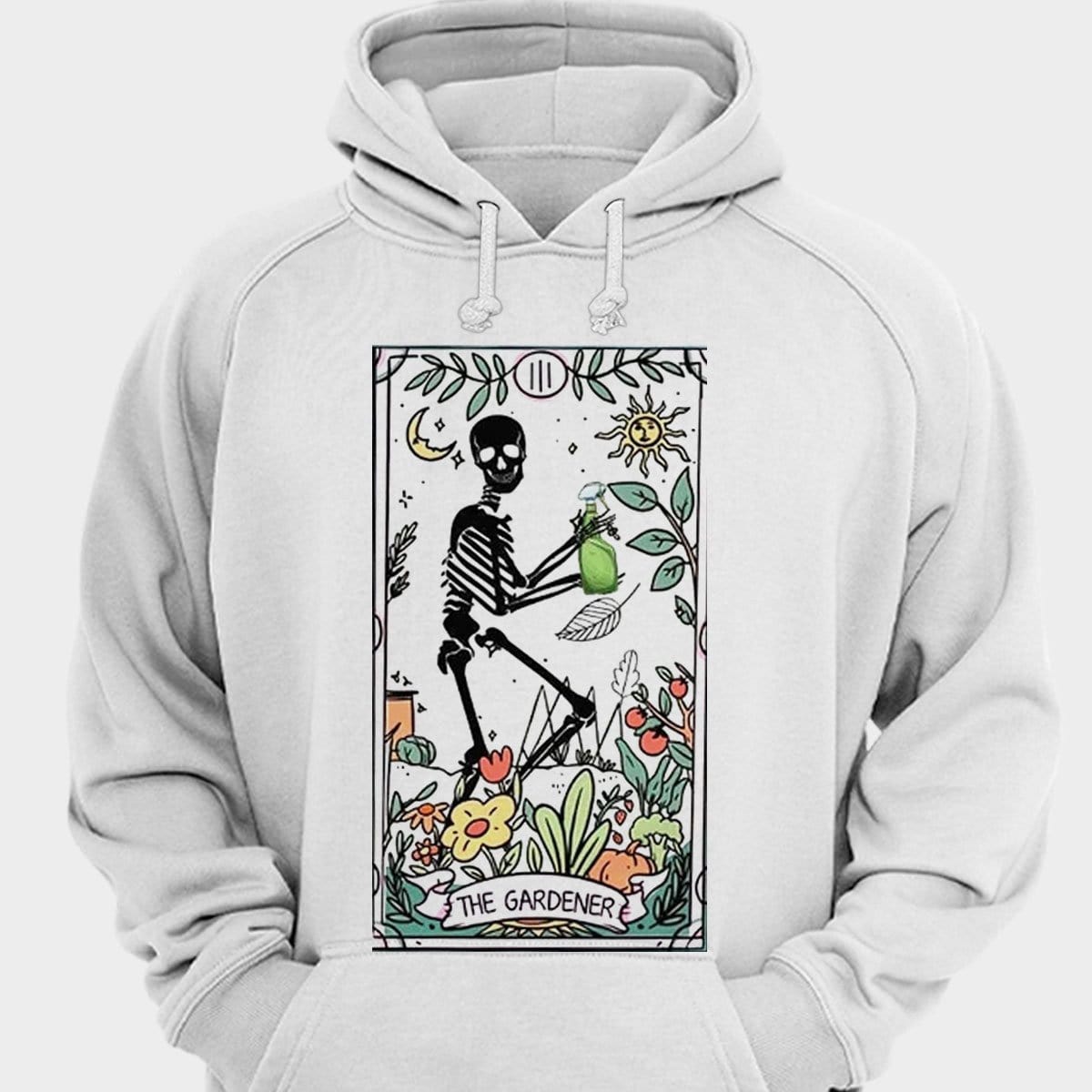 Camisetas divertidas de jardinería con esqueleto de jardinero