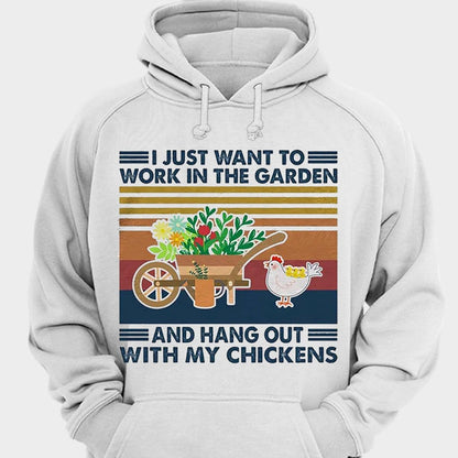Solo quiero trabajar en mi jardín y pasar el rato con mis gallinas Camisetas de jardinería vintage