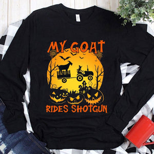 Sudadera con capucha y camiseta de Halloween con la cabra My Goat Rides Shotgun