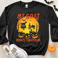 My Goat Rides Shotgun Halloween Goat Hoodie, Shirts