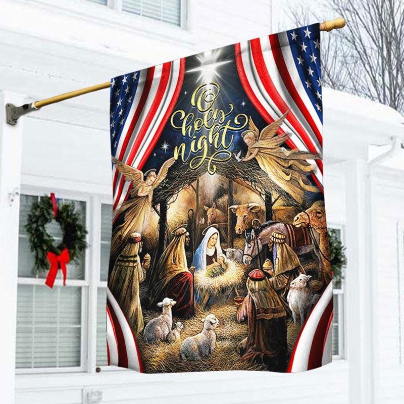 Christmas Silent Night Flag Jesus Is Born House & Garden Flag