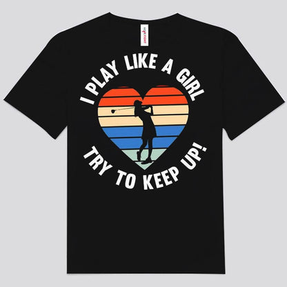 Juego como una niña. Trata de mantenerte al día con las camisetas de golf vintage.