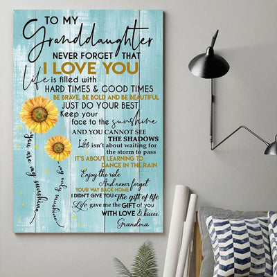 To My Granddaughter Love From Grandma Sunflower Poster, Canvas
