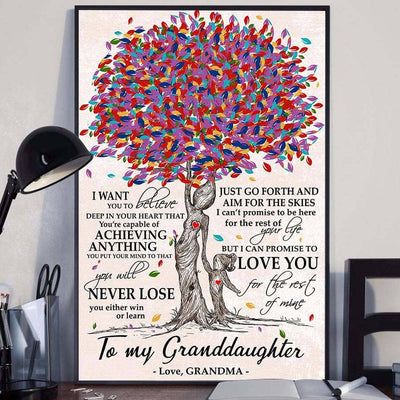 To My Granddaughter Love From Grandma Poster, Canvas