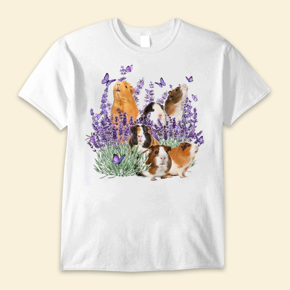 Camisetas de hámster y flores moradas