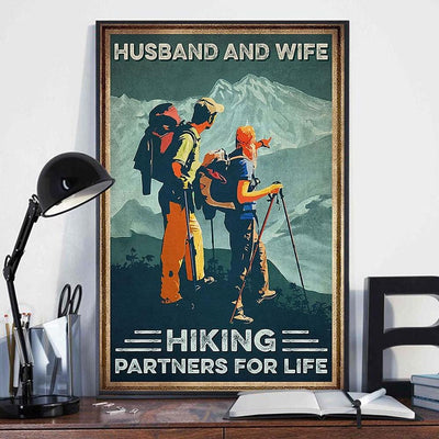 Husband & Wife Hiking Partners For Life Poster, Canvas