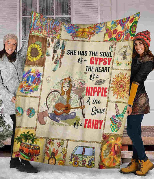 Ella tiene alma de gitana, corazón de hippie, espíritu de hada, manta hippie de vellón y sherpa