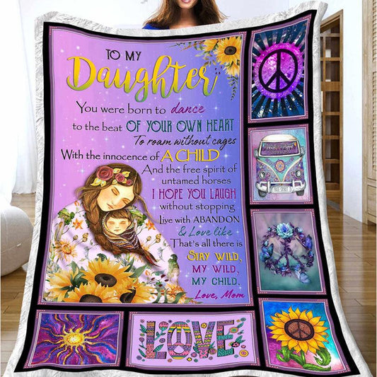 Para mi hija, con amor de mamá, manta hippie de vellón y sherpa