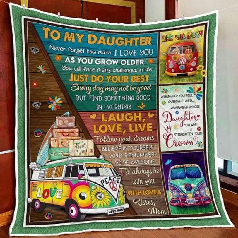 To My Daughter Kisses From Mom, Hippie Blanket Fleece & Sherpa