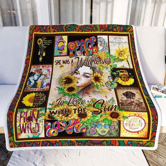 Ella era una flor silvestre enamorada del sol, manta hippie de vellón y sherpa
