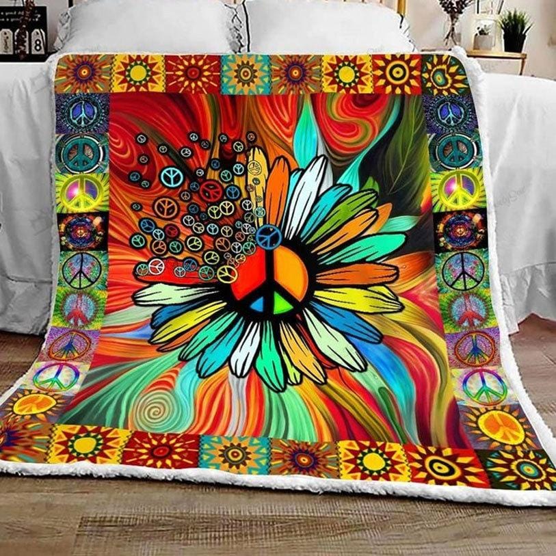 Colorful Sunflower, Hippie Blanket Fleece & Sherpa