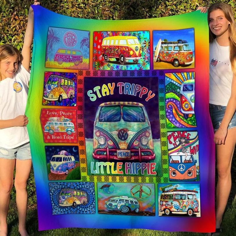 Stay Trippy Little Hippie With Van, Hippie Blanket Fleece & Sherpa