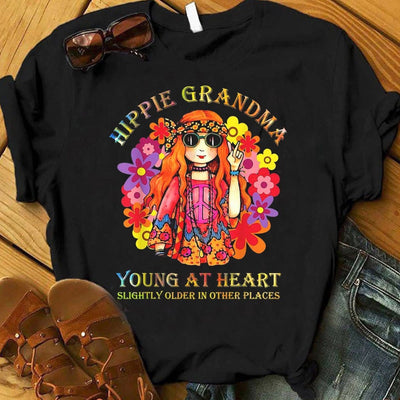 Hippie Grandma Young At Heart Shirts