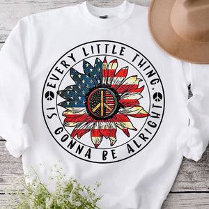 Every Little Thing Is Gonna Be Alright American Flag Sunflower Hippie Shirts