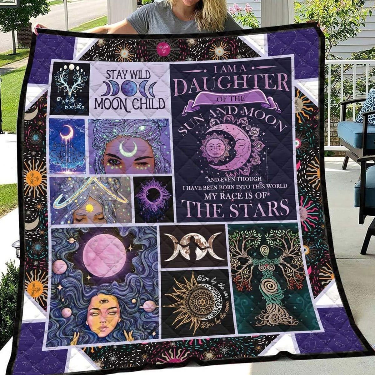 Manta hippie de vellón y sherpa Soy hija del sol y la luna