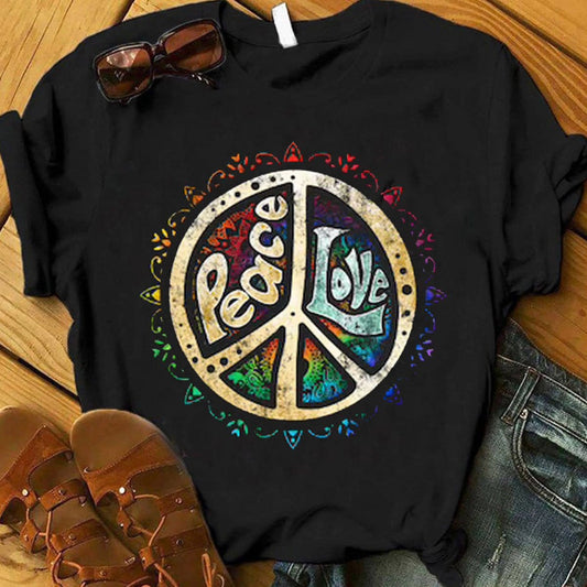Camisetas hippies con mensaje de paz y amor