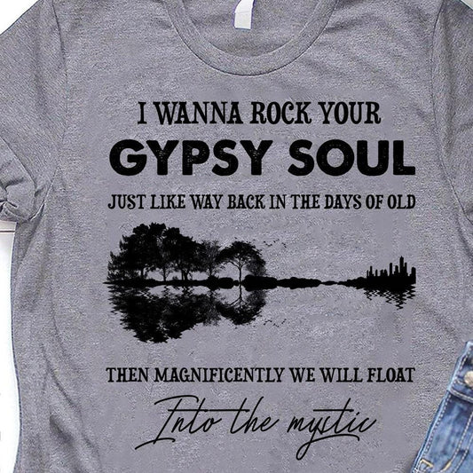 Camiseta Hippie Soul Quiero hacer vibrar tu alma gitana Guitarra Árbol