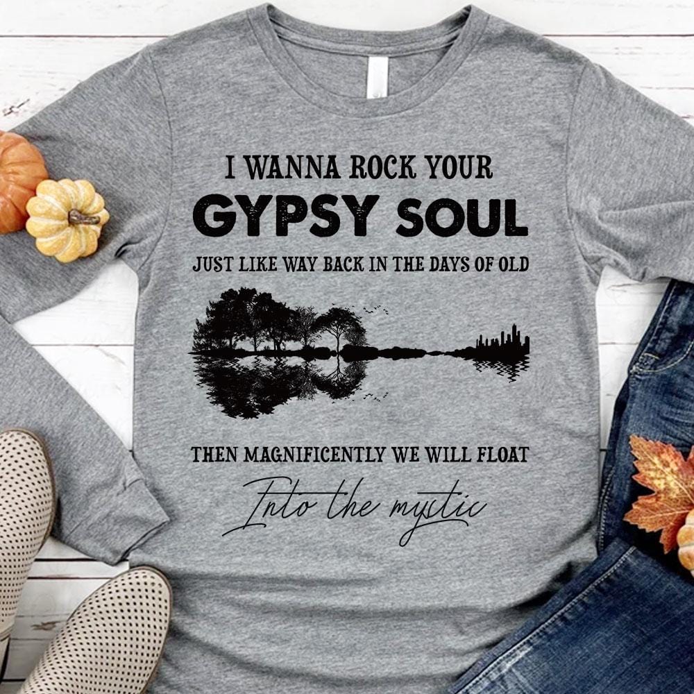 Camiseta Hippie Soul Quiero hacer vibrar tu alma gitana Guitarra Árbol