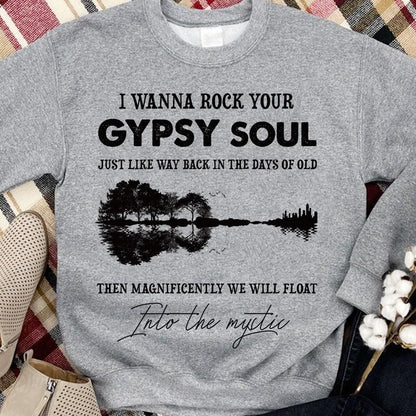 Camiseta Hippie Soul Quiero hacer vibrar tu alma gitana Guitarra Árbol