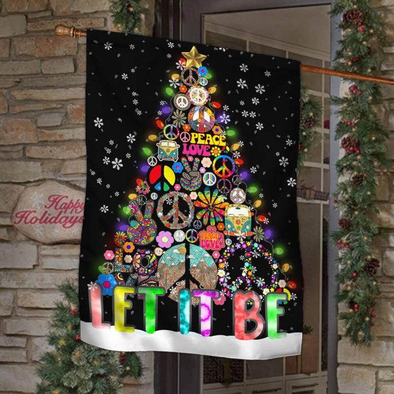 Let It Be Christmas Tree Hippie House & Garden Flag