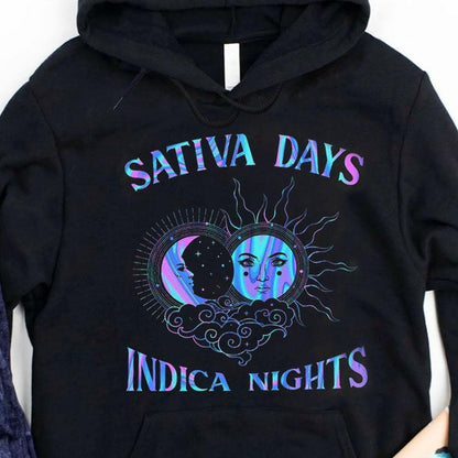 Sativa Day Indica Nights, camisetas con capucha hippies