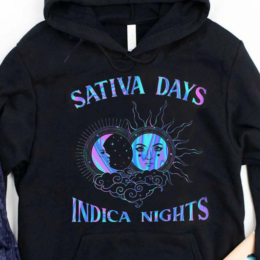 Sativa Day Indica Nights, camisetas con capucha hippies