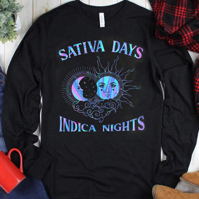 Sativa Day Indica Nights Shirts, Hippie Tees